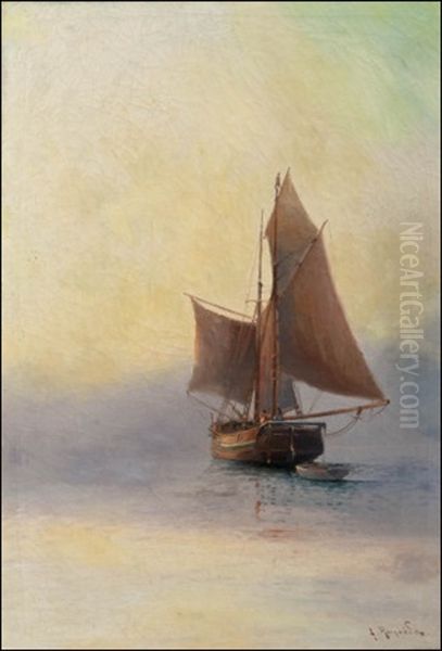 Aamu-usva (morning Fog) Oil Painting by Ludvig Otto Richarde