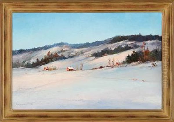 Winter Day In Mountain Pasture Oil Painting by Ludvig Otto Richarde