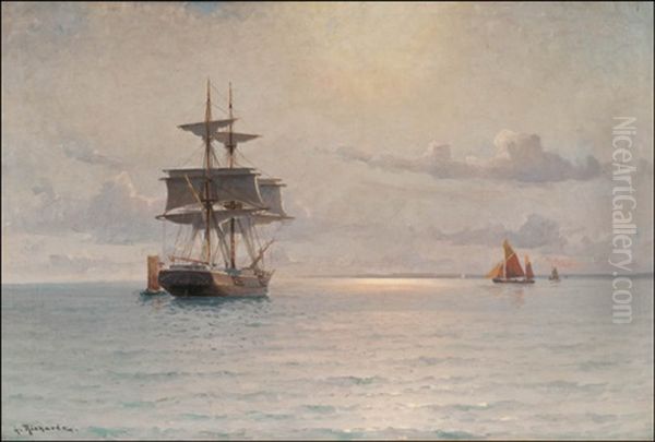 Evening Glow At Sea by Ludvig Otto Richarde