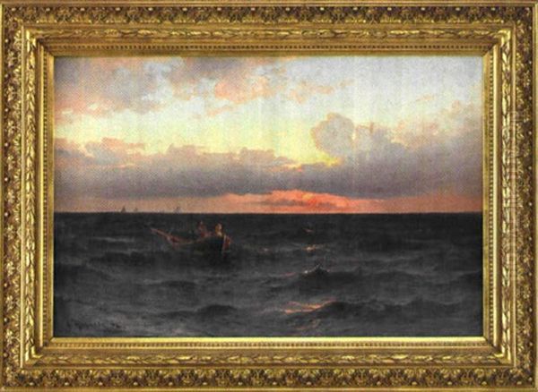 Naten Vittjas - Aftonsol Over Havet Oil Painting by Ludvig Otto Richarde