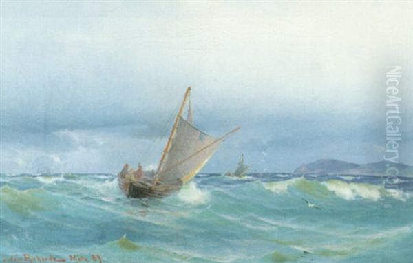 Marin Med Segelbatar Pa Upprort Hav by Ludvig Otto Richarde