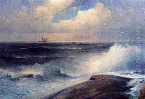 Marin Med Segelbatar Oil Painting by Ludvig Otto Richarde