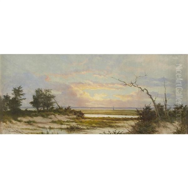 Sunset On The Marshes Oil Painting by Frederick Debourg Richards