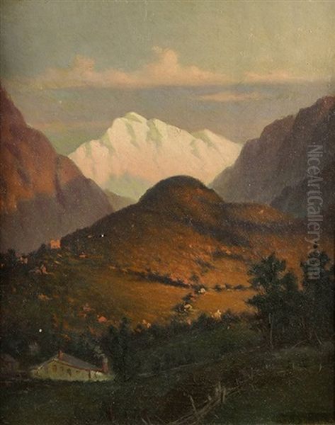 Home In The Mountains At Sunset Oil Painting by Frederick Debourg Richards