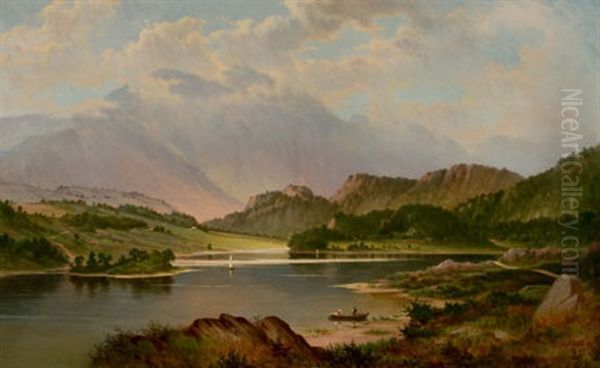 Benvenue Rising Over Loch Achray, Scotland Oil Painting by Frederick Debourg Richards