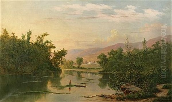 Scene On The Juanita River, Pennsylvania Oil Painting by Frederick Debourg Richards