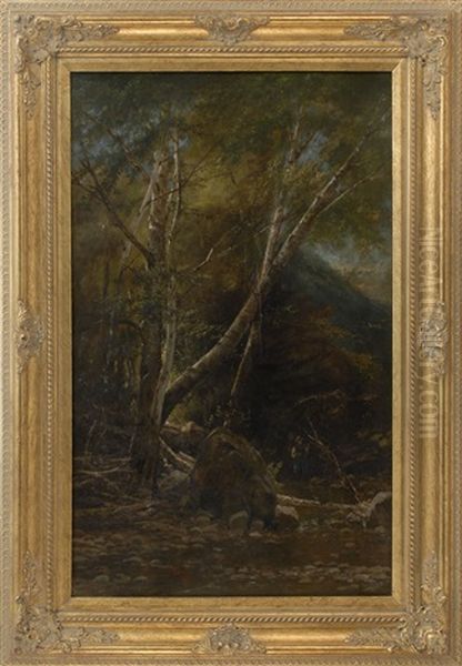 A Forest Interior Oil Painting by Thomas Addison Richards