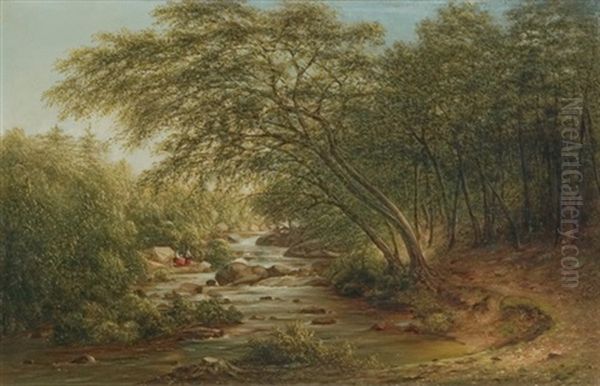 A Running Brook Oil Painting by Thomas Addison Richards