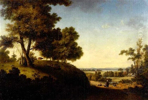 Hudson River Landscape Oil Painting by Thomas Addison Richards