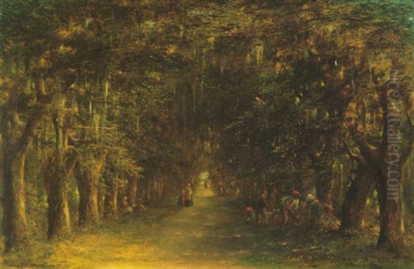 A Stroll Through The Arcade, Savannah, Georgia Oil Painting by Thomas Addison Richards