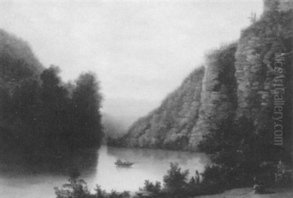 Along The Riverbank Oil Painting by Thomas Addison Richards