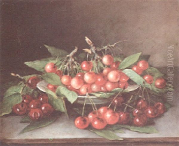 Still Life With Cherries Oil Painting by Thomas Addison Richards