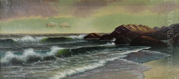 Waves Along The Coast Oil Painting by William Trost Richards