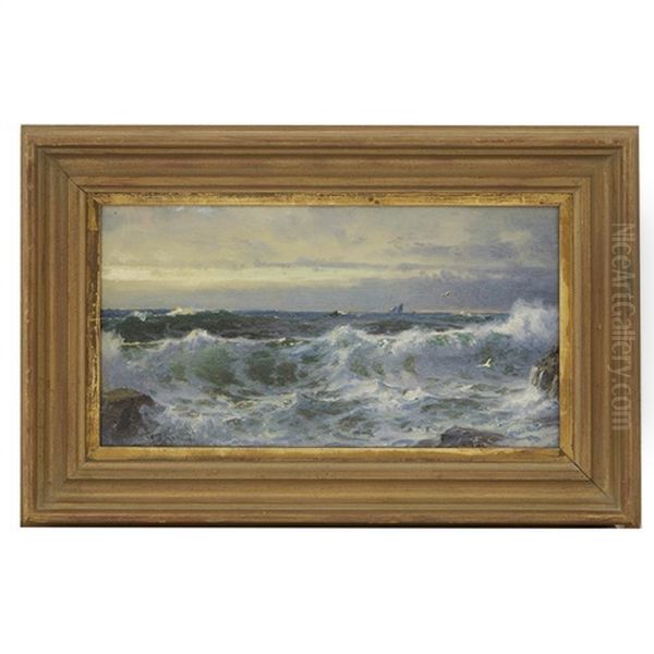 The Surf Near Beavertail Lighthouse Oil Painting by William Trost Richards