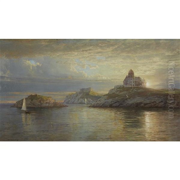 Harbor Entrance On Bull Point, Conanicut Island, Rhode Island Oil Painting by William Trost Richards