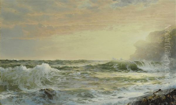 Twilight: Horsehead Rock, Conanicut Island In The Narragansett Bay Oil Painting by William Trost Richards