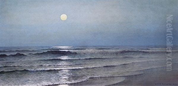 Moon Over The Waves Oil Painting by William Trost Richards