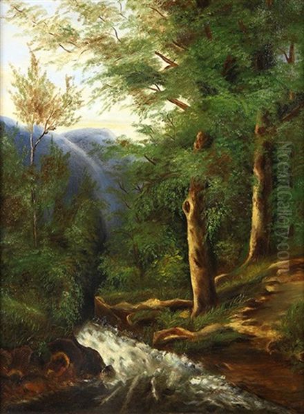 River Through The Mountains Oil Painting by William Trost Richards