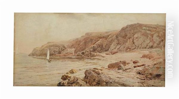 Rocky Coast, Newport, Rhode Island Oil Painting by William Trost Richards