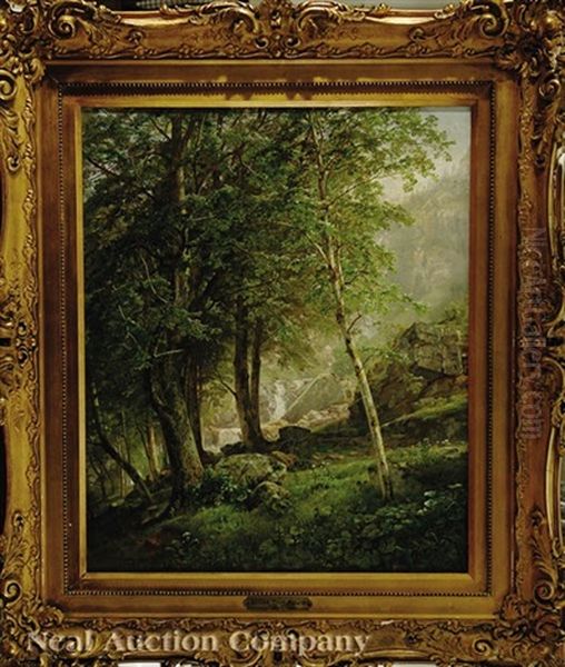 New England Hillside With Rocky Stream (possibly The Adirondacks) Oil Painting by William Trost Richards