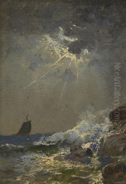 Rough Seas Oil Painting by William Trost Richards