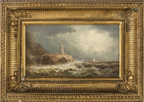 Coastal Scene With Lighthouse Oil Painting by William Trost Richards