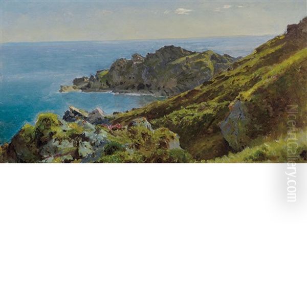 Coastline With Grassy Slopes Oil Painting by William Trost Richards