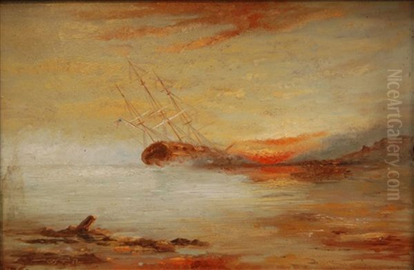 Sinking Ship Oil Painting by William Trost Richards