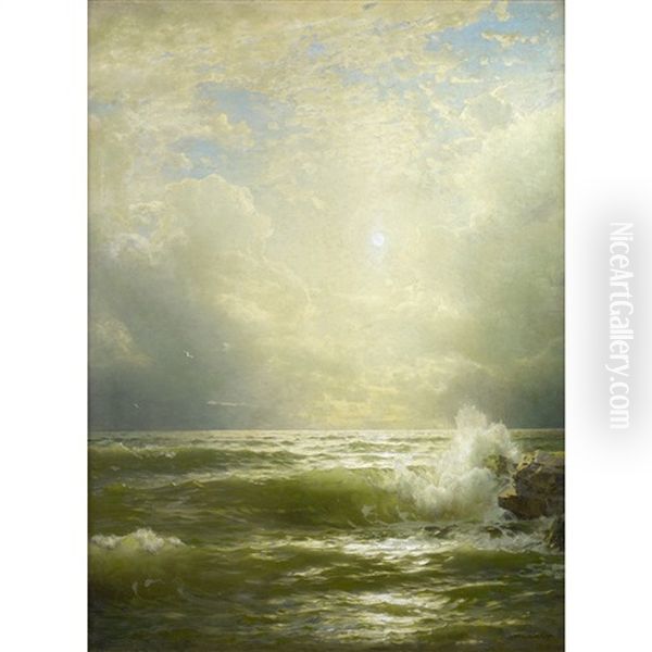 Sunlit Wave Oil Painting by William Trost Richards