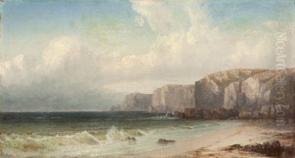 Rocky Cliffs Coastal Oil Painting by William Trost Richards