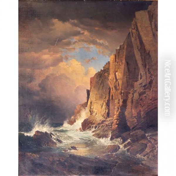 The Otter Cliffs, Mount Desert Island, Maine Oil Painting by William Trost Richards