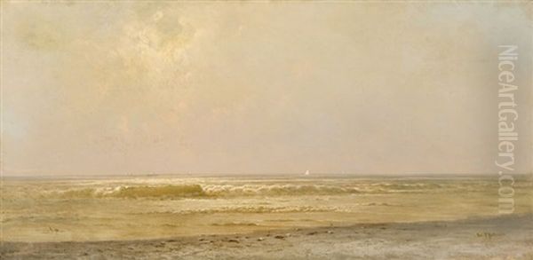 New Jersey Coastline, Seascape With Rolling Waves Oil Painting by William Trost Richards