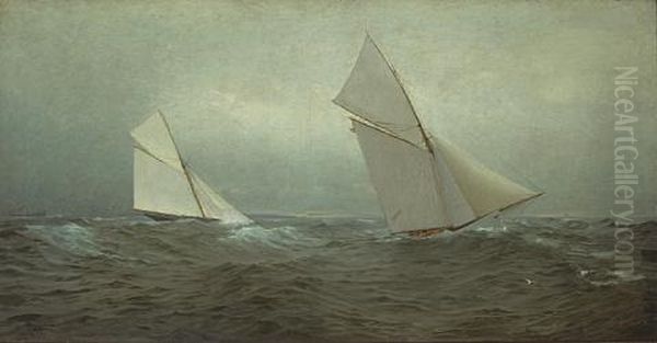 20 Miles To Windward (1885 America's Cup Race) Oil Painting by William Trost Richards