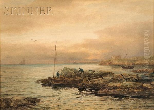 Gathering Sea Weed Oil Painting by William Trost Richards