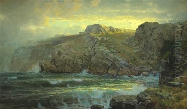 Conanicut Island From Gray Cliff, Newport, R.i. Oil Painting by William Trost Richards