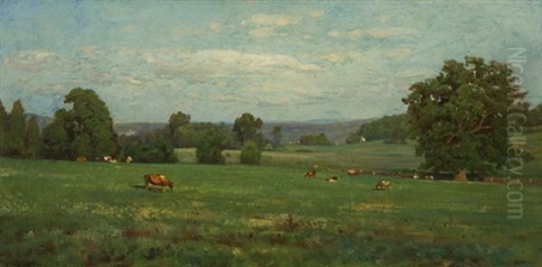 Summer On The Old Mixon Farm, Chester City, Pennsylvania Oil Painting by William Trost Richards