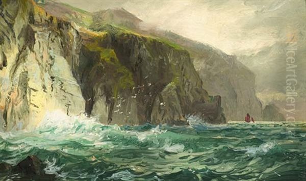 Cornish Cliffs Oil Painting by William Trost Richards