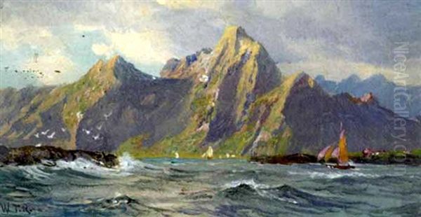 The Lofoten Islands With Mountains And Heavy Sea by William Trost Richards