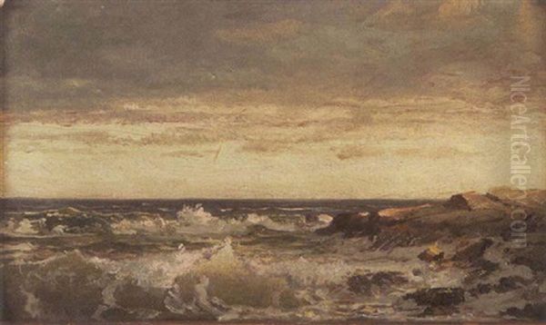 Waves Breaking On Rocky Shore by William Trost Richards