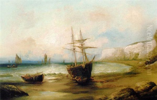 Schiffe Am Strand Oil Painting by William Trost Richards