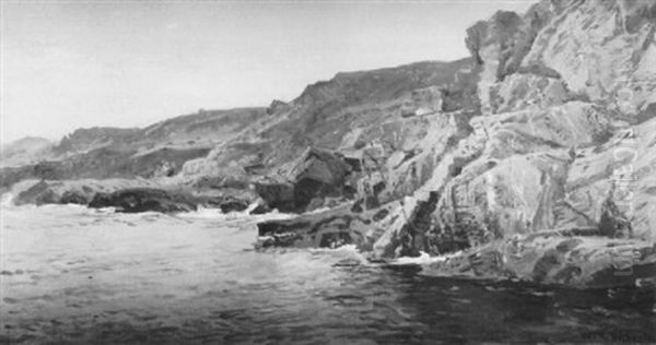 Rocky Coastal Landscape Oil Painting by William Trost Richards