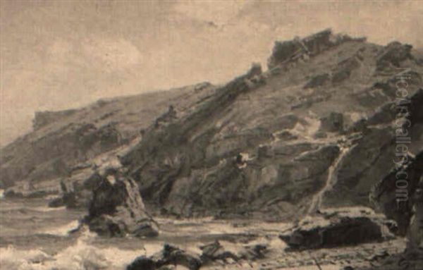 View Near Tintagel, Cornwall Oil Painting by William Trost Richards