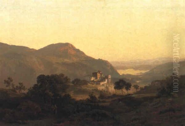 Castle In The Mountains Oil Painting by William Trost Richards