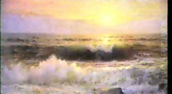 Orange Sunset Waning Low Oil Painting by William Trost Richards