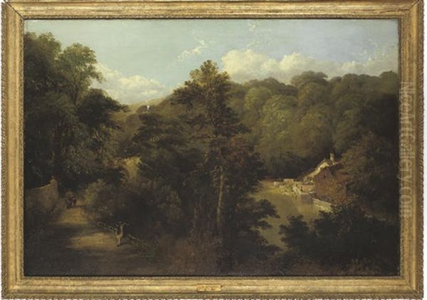 View Of The Old Mill, And Prebend's Bridge, Durham Oil Painting by Thomas Miles Richardson the Elder