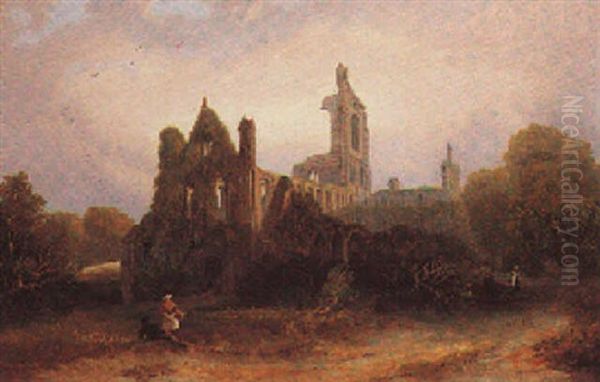 Melrose Abbey Oil Painting by Thomas Miles Richardson the Elder