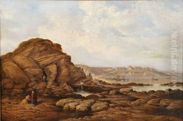 Coastal Scene - Spain Oil Painting by Thomas Miles Richardson the Younger