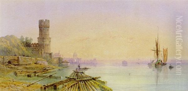 Coln, Gesamtansicht Vom Bayenturm Aus Bis St. Cunibert Und Mit Deutz Oil Painting by Edward Martindale Richardson