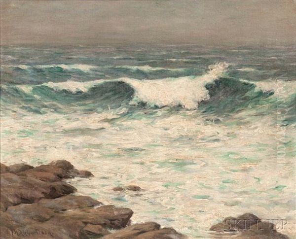 Breaking Wave, Isles Of Shoals Oil Painting by Francis (Frank) Henry Richardson