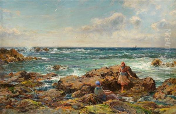 The Mussel Gatherers Oil Painting by Frederic Stuart Richardson